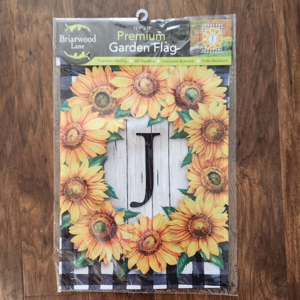 Briarwood Lane Sunflowers Monogram Letter J Garden Flag 18" x 12.5"